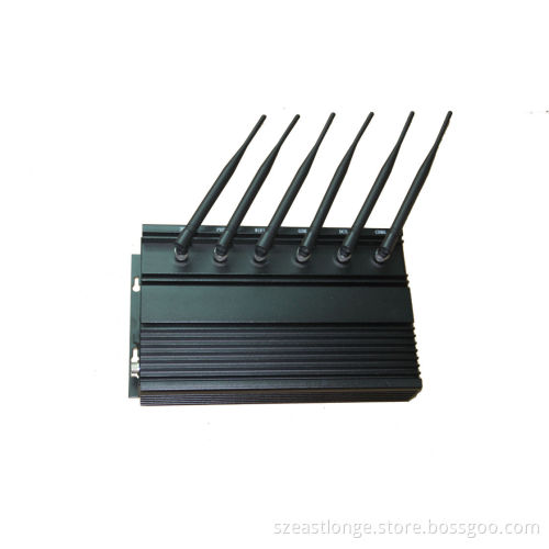 High Power Wifi 2g / 3g Cell Phone Jammer With Cooling Fans , 6 Antenna